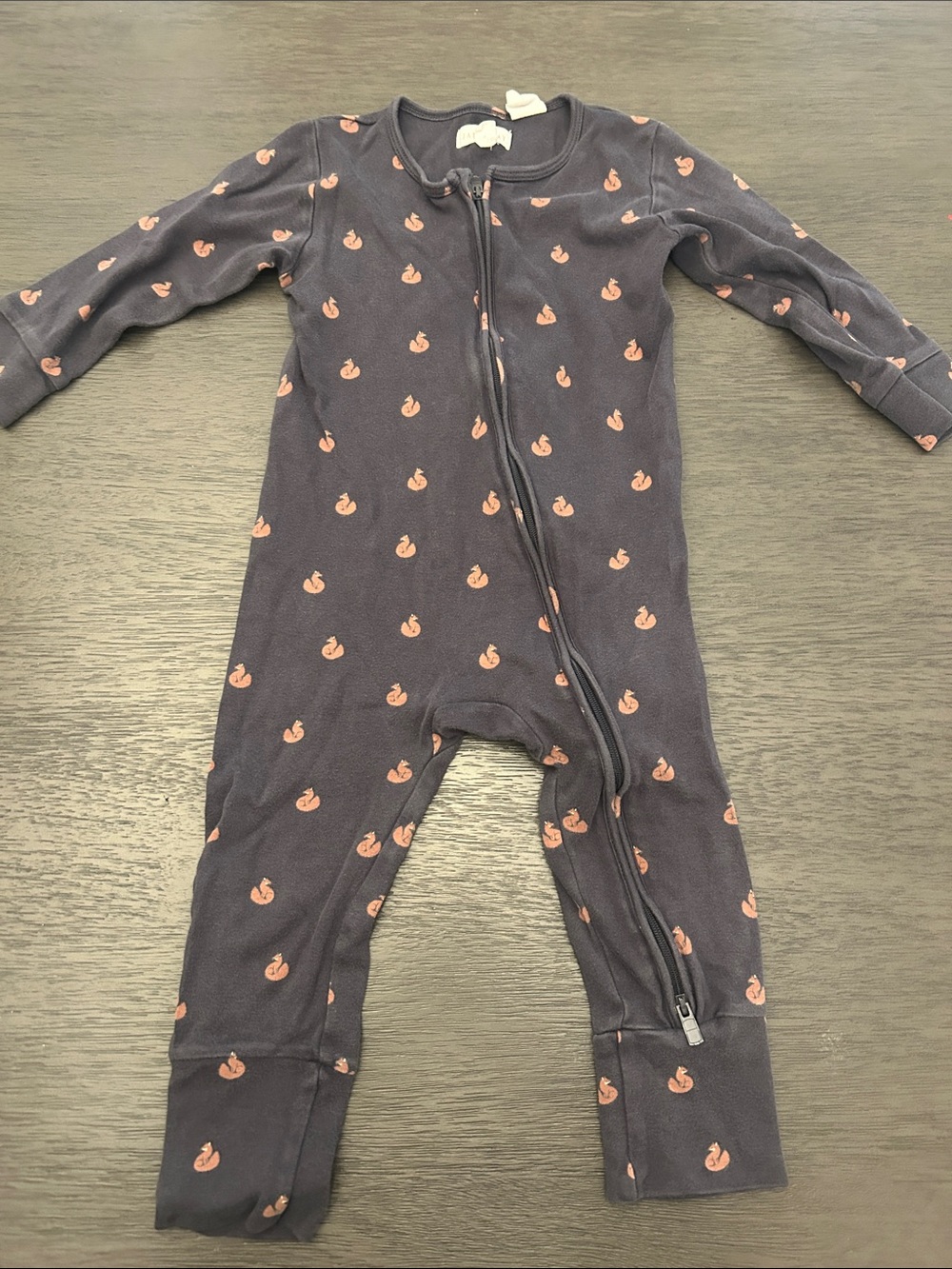 Jamie Kay Navy Footed Zipper Pajama with fox print